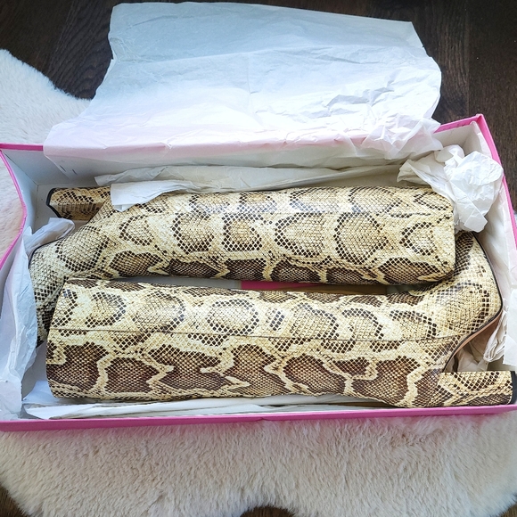 Paris Texas Knee High Snake Skin Python Leather Heeled Boots - Picture 3 of 13